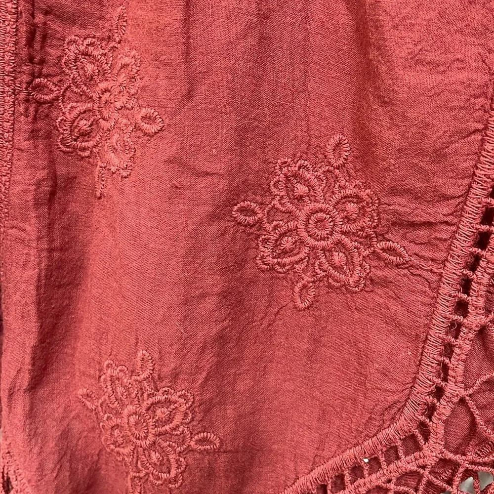 Democracy boho lace embroidered open rose color size small top - Picture 5 of 6